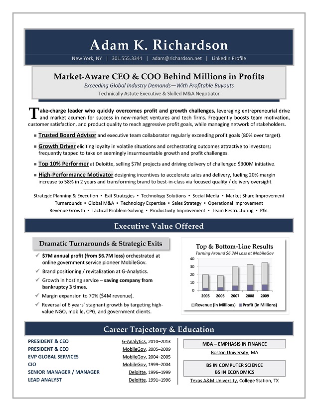 Top ceo resume samples