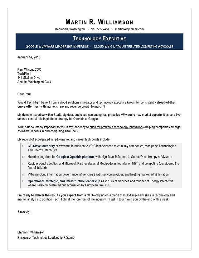 Enterprise architect resume cover letter