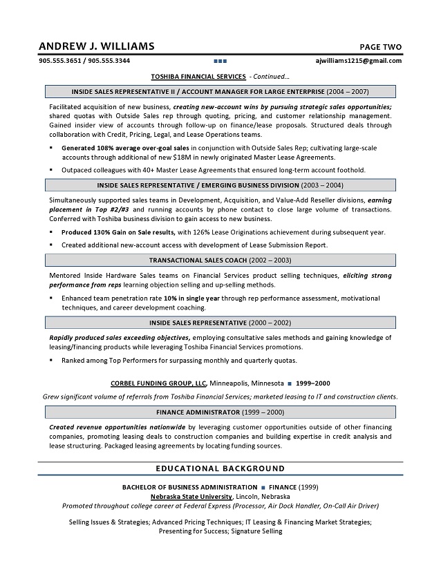 Technical Sales Resume Executive Resume Writer For It Leaders