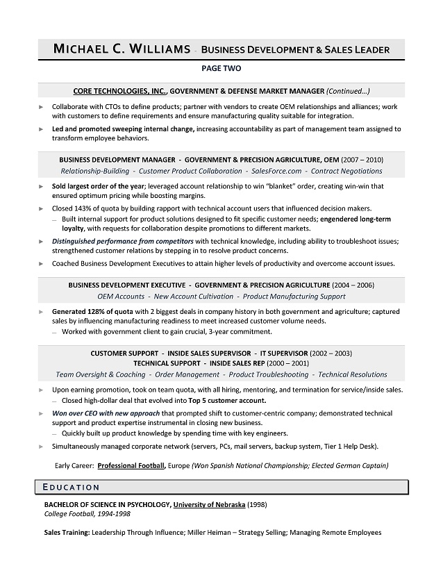 New business resume