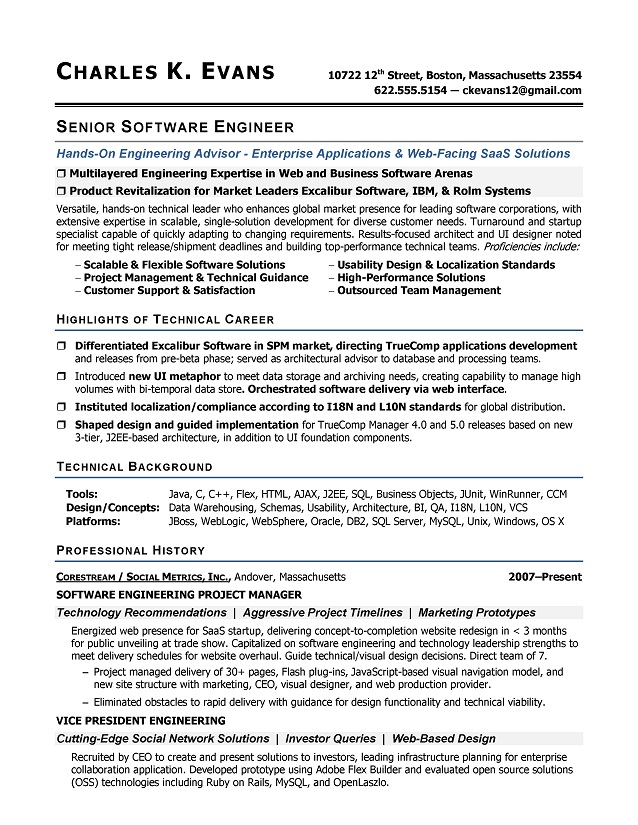 Sample Software Engineer Resume Software Engineering Resume